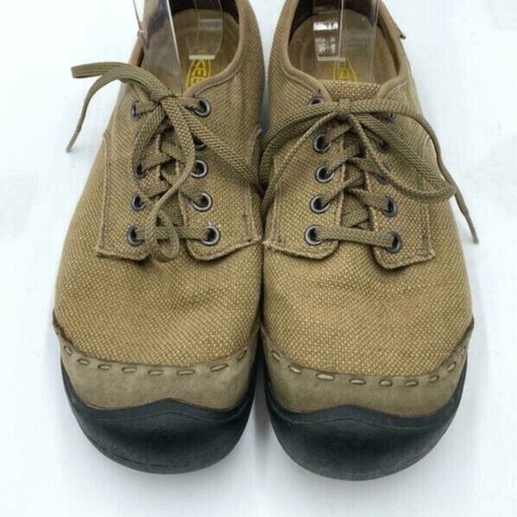 Keen 10 Brown Shitake Tan Canvas Lace Up Shoes Hiking Outdoors Womens - Picture 2 of 9